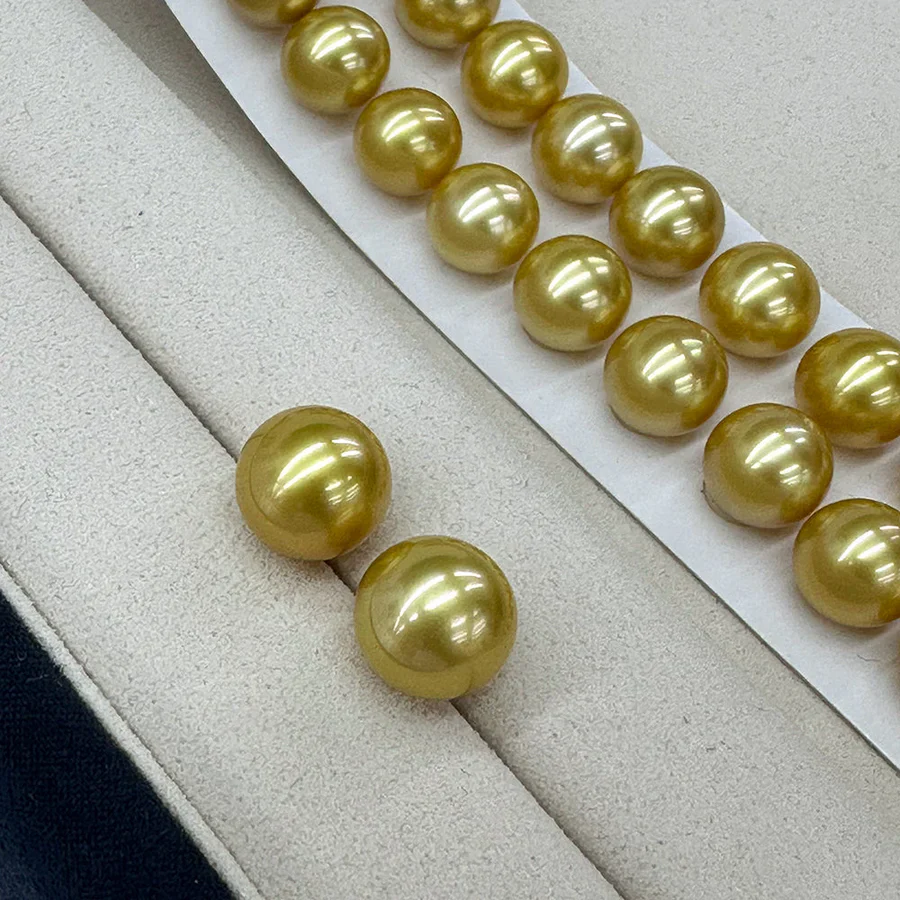 South Sea Golden Pearl 18K Gold Classic Straight Pin Earrings - Image 4