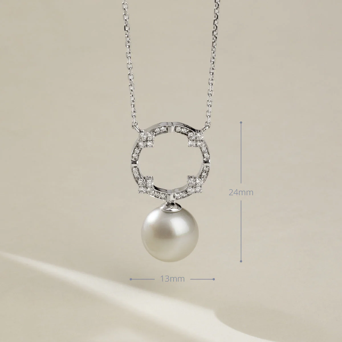 South Sea White Pearl 18K Gold Diamond Overhead Arch Necklace - Image 7