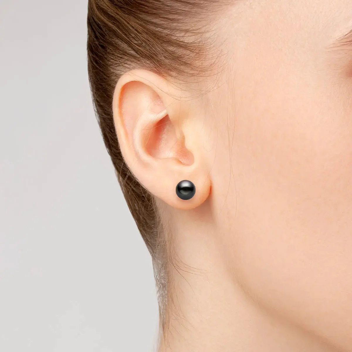 18K Gold Tahitian Pearl Classic Stud Earrings - Image 4