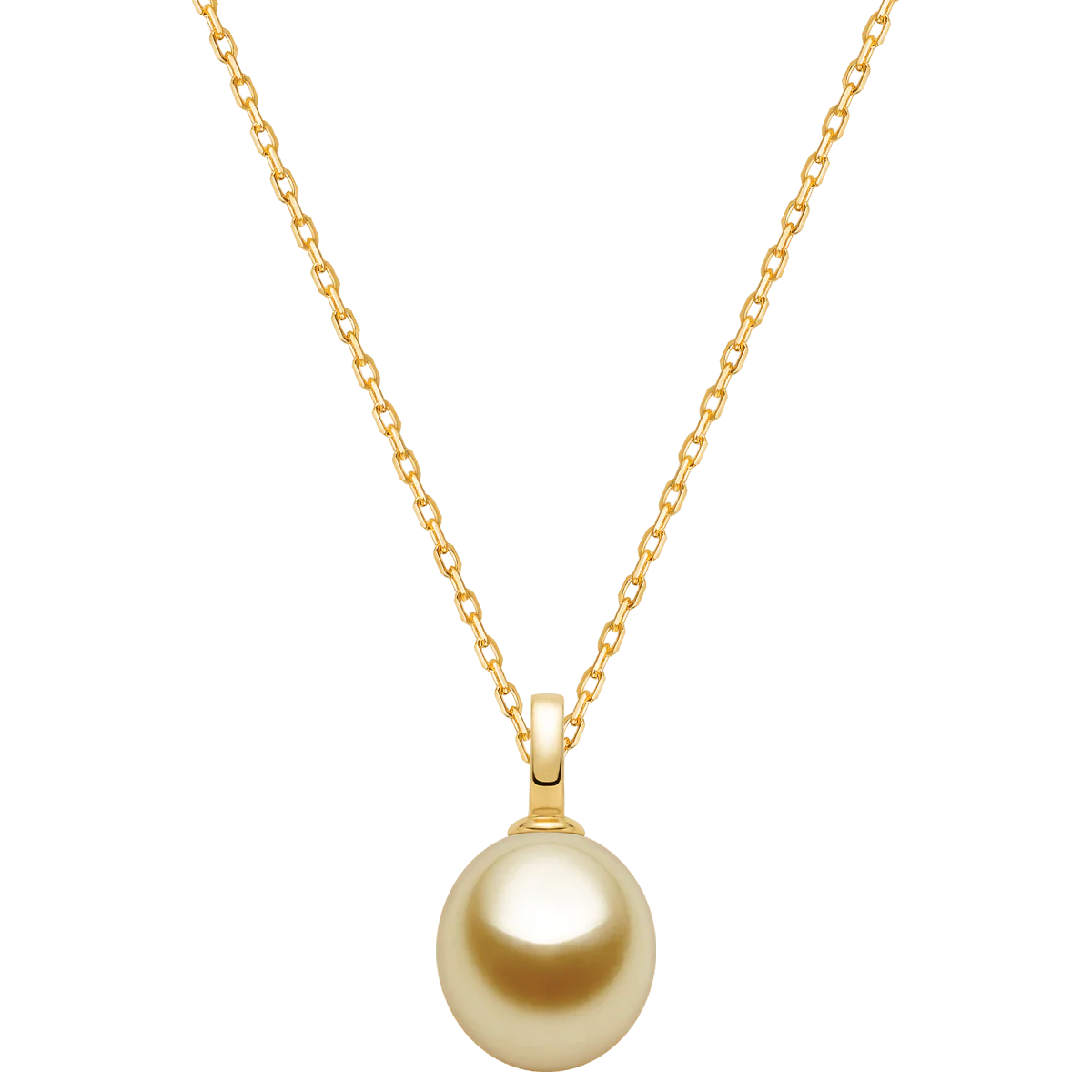 Teardrop-shaped Golden South Sea Pearl 18K Gold Simple Elegant Pendant Necklace