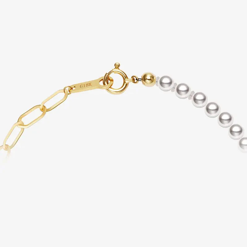 Akoya Pearl 18K Gold Half Chain Design Bracelet - Image 5
